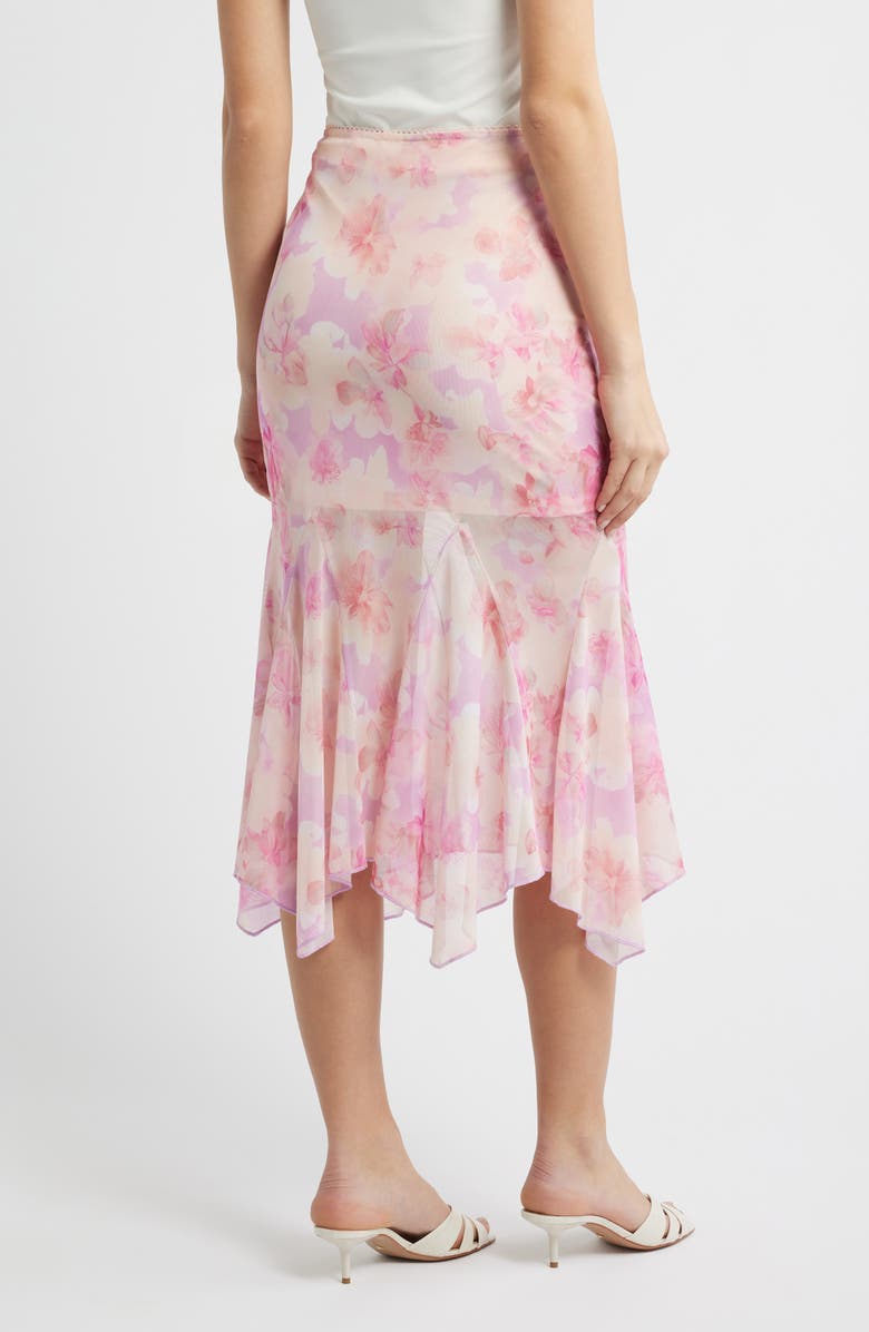 All in Favor Floral Chiffon Handkerchief Midi Skirt, Alternate, color, Pink Floral