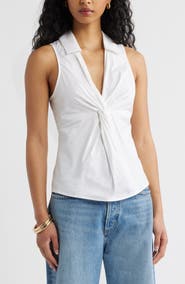 Open Edit Twist Front Poplin Top