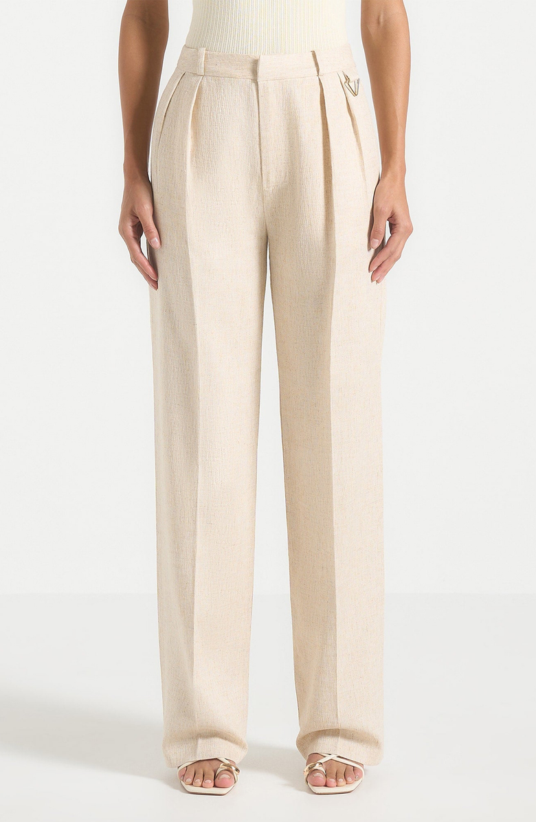 Manière De Voir Julie Linen Twin Pleat Trousers, Alternate, color, Natural
