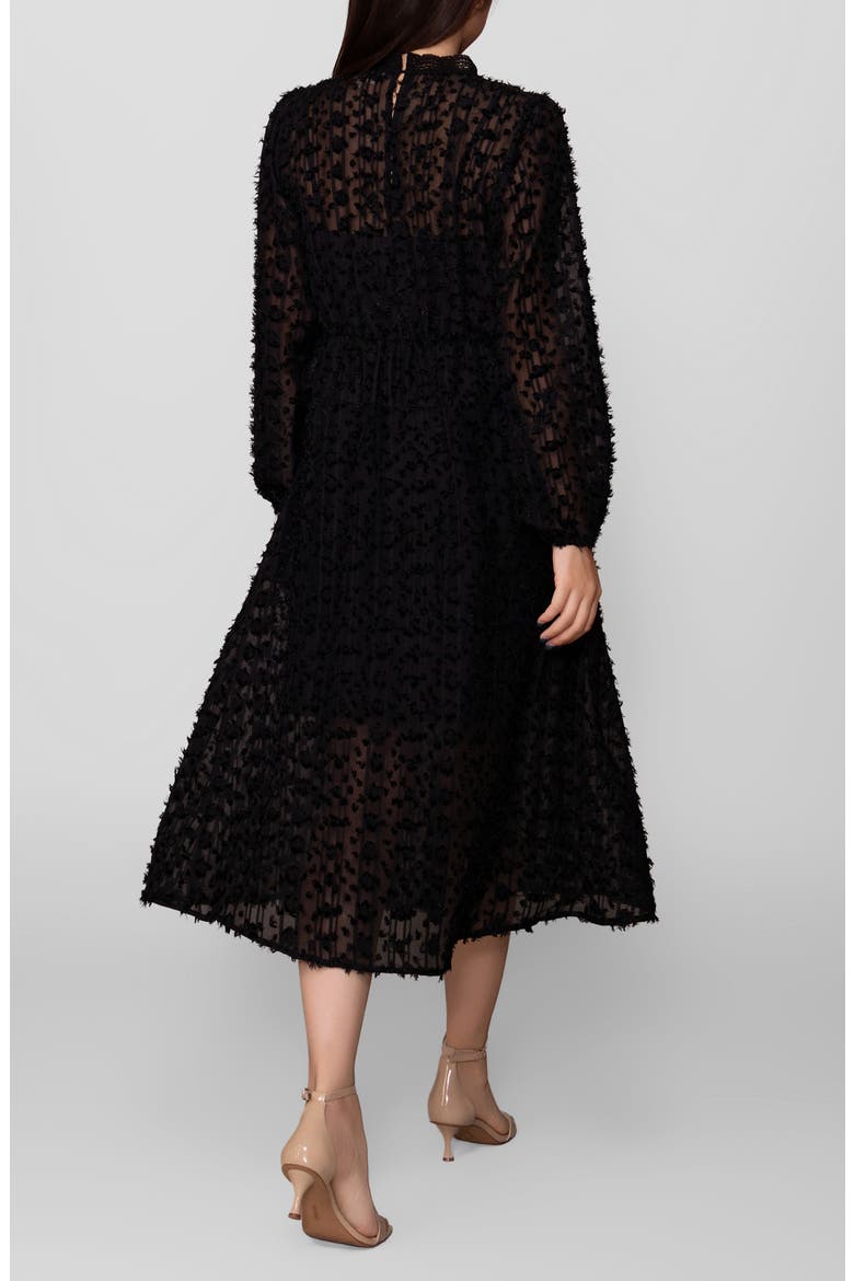 Textured Long Sleeve Midi Dress, Alternate, color, BLACK