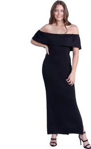 24seven Comfort Apparel Off Shoulder Ruffle Detail Maxi Dress