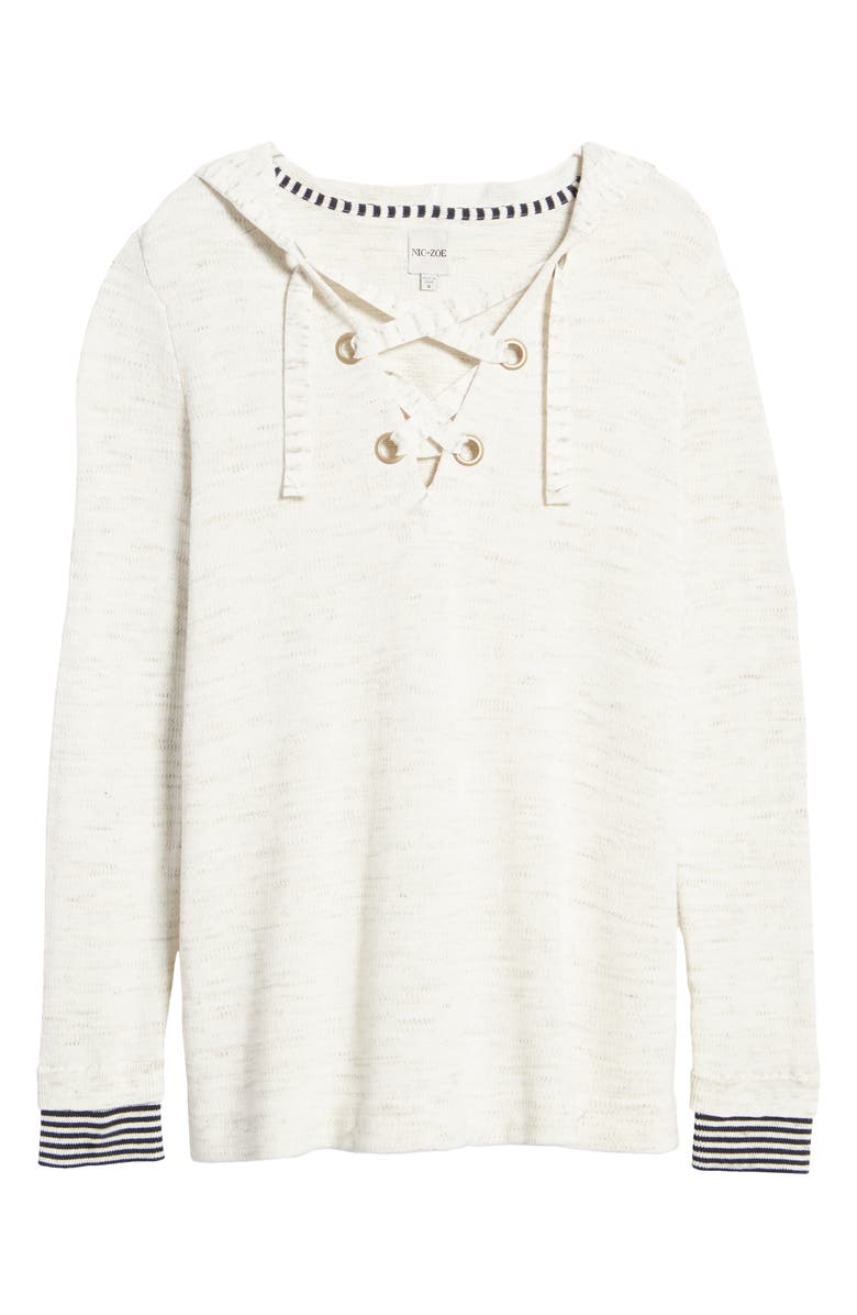 NIC+ZOE Lace-Up Hoodie, Alternate, color, 