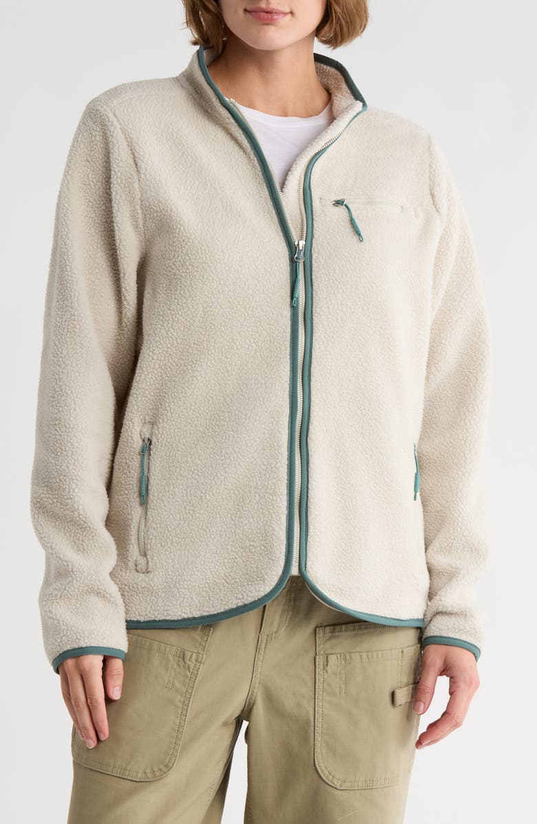 KYODAN Mock Collar Faux Shearling Jacket, Main, color, Ivory With Contrast Zipper