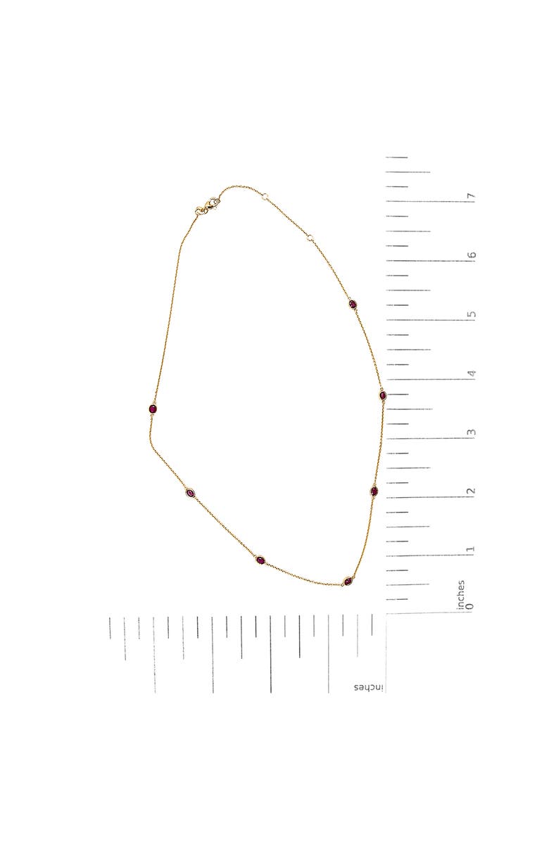 Haus of Brilliance 14K Yellow Gold Bezel Set 4x3 mm Oval Red Ruby Station Necklace, Alternate, color, Yellow