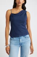 Open Edit Drape Asymmetric Neck Top