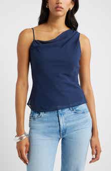 Open Edit Drape Asymmetric Neck Top