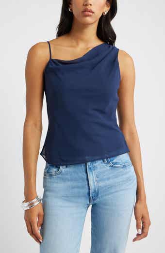 Open Edit Drape Asymmetric Neck Top