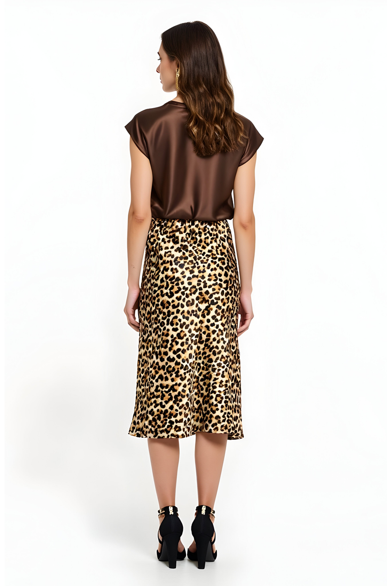 Leopard Print Bias Cut Satin Midi Skirt, Alternate, color, Leopard Print