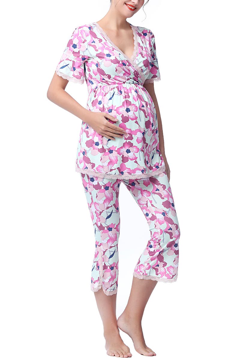 Kimi & Kai Koi Maternity Nursing 2-Piece Pajama Set, Alternate, color, Parfait Pink