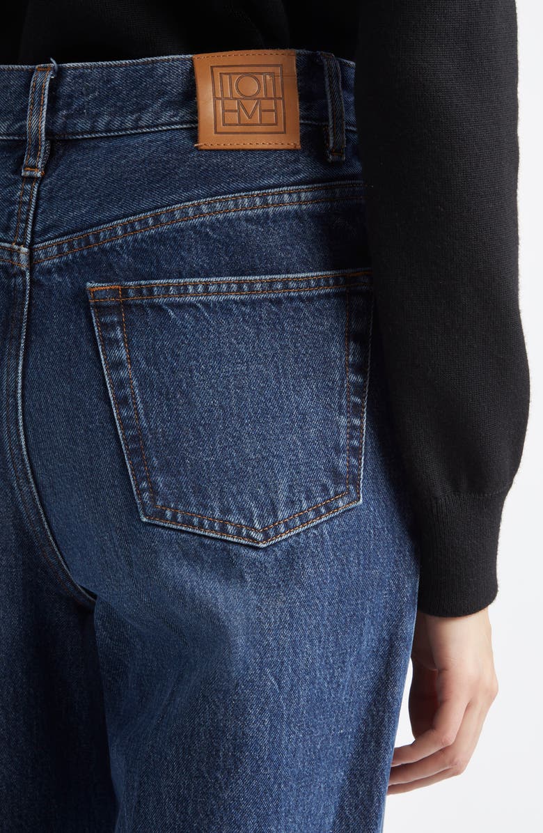 TOTEME High Waist Wide Leg Jeans, Alternate, color, Dark Blue
