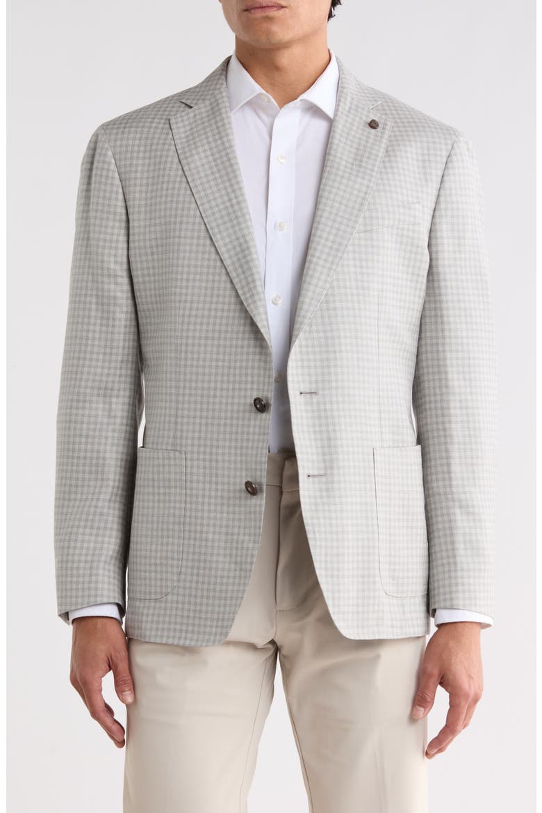 Montgomery Tailored Fit Gingham Wool Blend Sport Coat, Main, color, GALE GREY