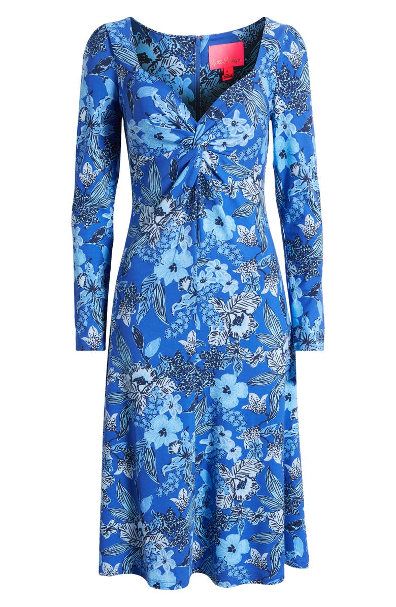 Lilly Pulitzer<sup>®</sup> Claudia Floral Print Twist Front Long Sleeve Midi Dress, Alternate, color, 