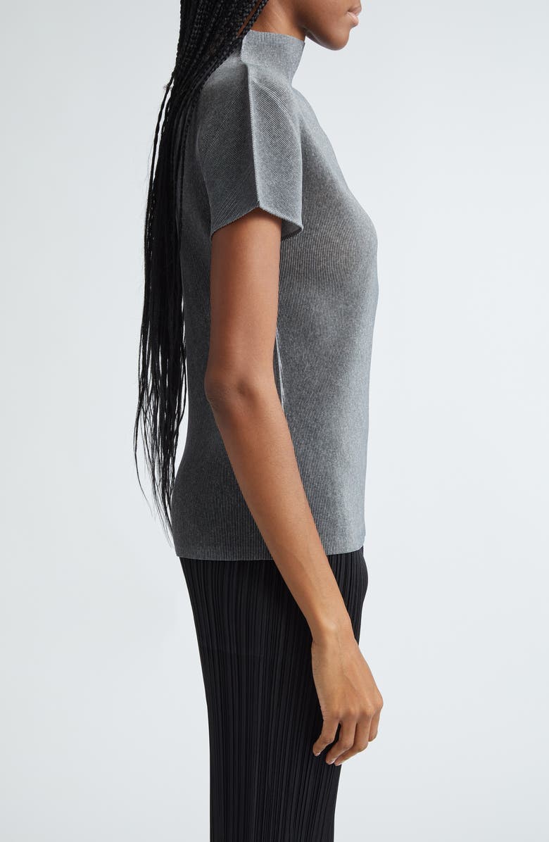 Pleats Please Issey Miyake Mist Basics Pleated Funnel Neck Top, Alternate, color, Light Gray