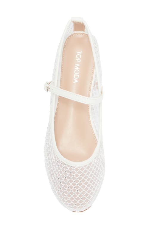 Top Guy Shoes Rosario Rhinestone Mesh Mary Jane Flat