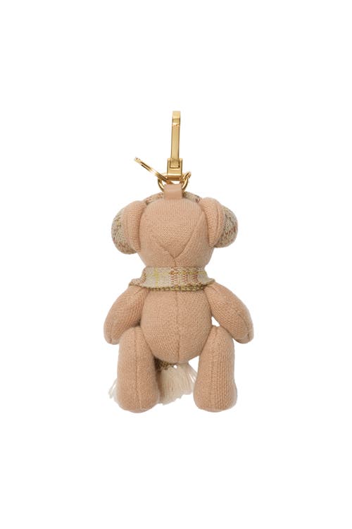 Burberry Thomas Bear Checked-scarf Bag Charm In Brown