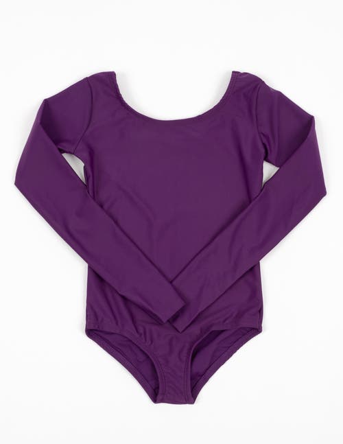 Leveret Girls Long Sleeve Leotard In Purple