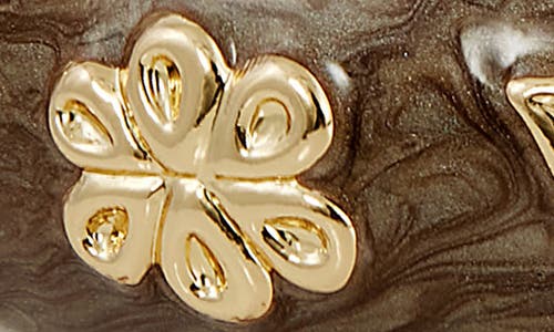 Savvy Cie Jewels Enameled Floral Hinge Bangle Bracelet In Brown