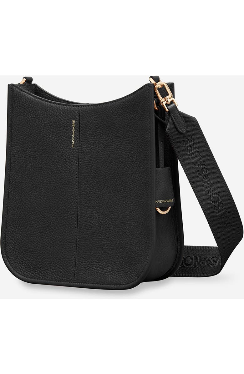 MAISON de SABRÉ Leather Saddle Bag, Alternate, color, Black Caviar