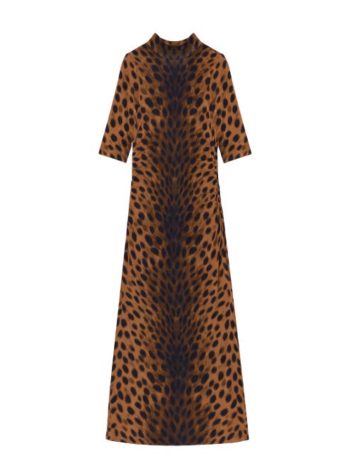 Ro&zo Mock Neck Jersey Dress In Brown