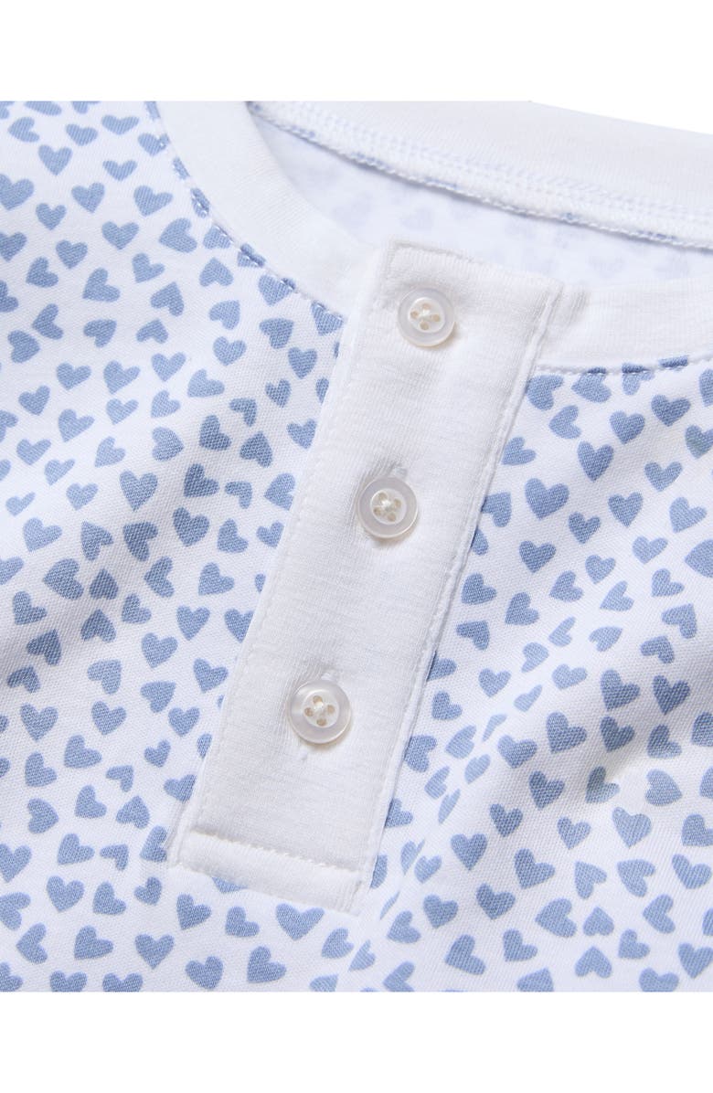 Petite Plume Kids' Heart Print Fitted Pima Cotton Two-Piece Pajamas, Alternate, color, Blue