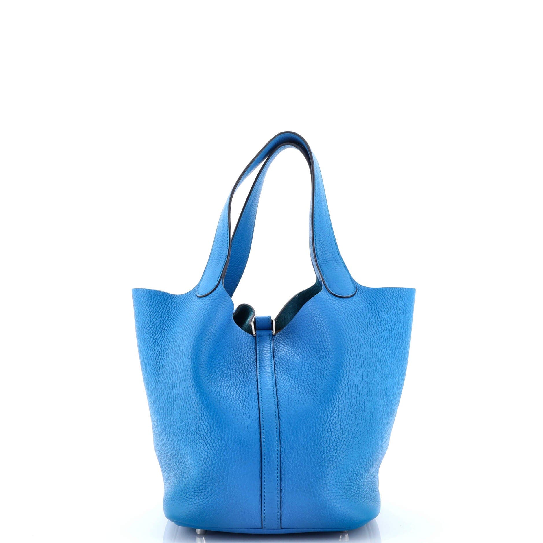 Pre-Owned Hermes Picotin Lock Bag Clemence MM, Alternate, color, Bleu Zanzibar