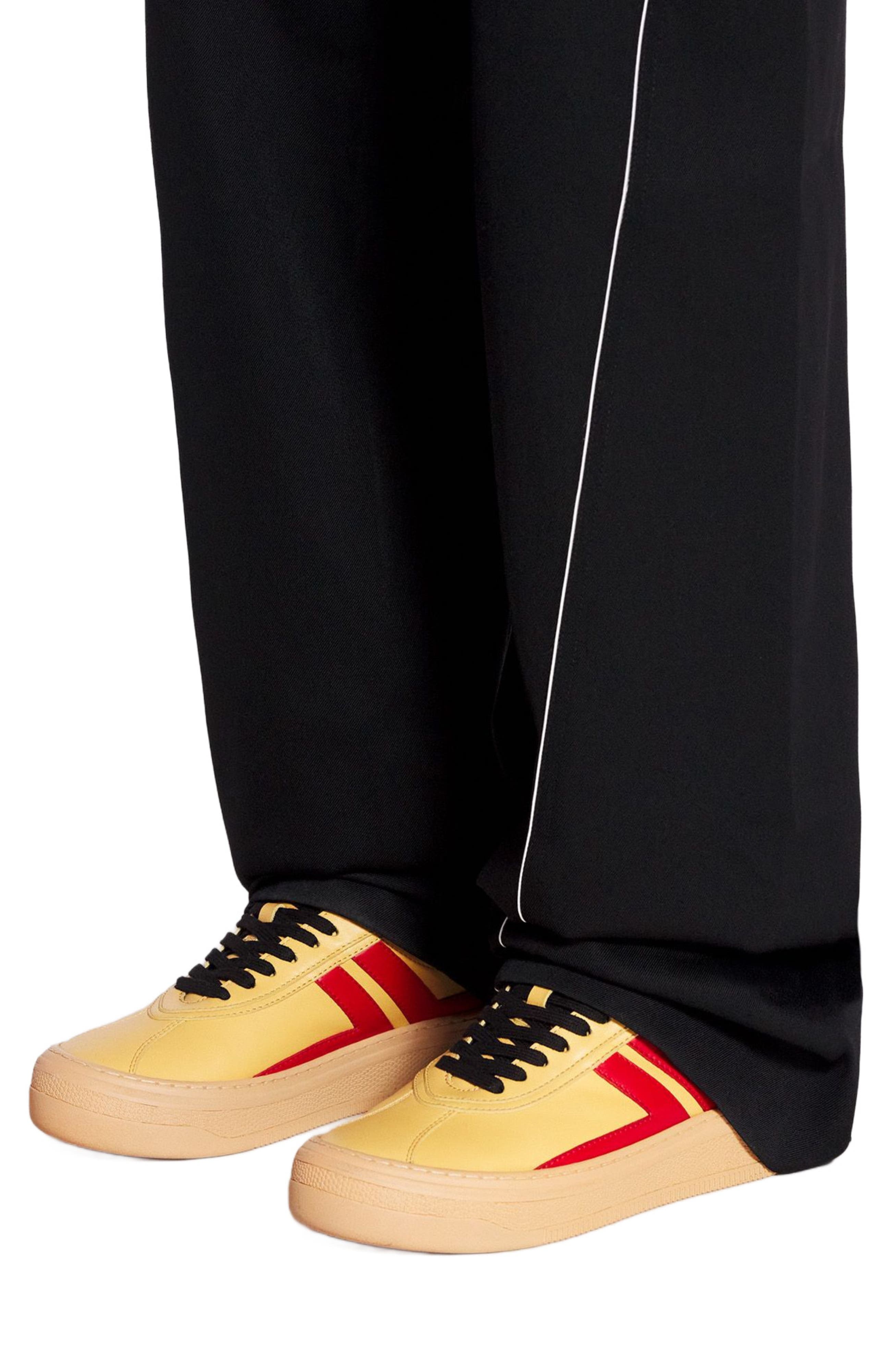 Lanvin x FUTURE LEATHER CASH SNEAKERS FOR WOMEN, Alternate, color, Bright Yellow/Red