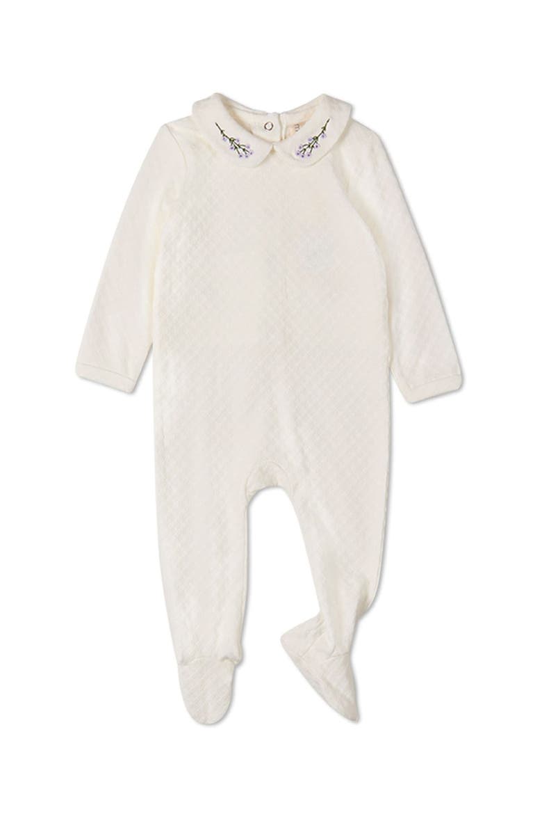 Baby Lilacs Embroidered Footie, Main, color, Lilac