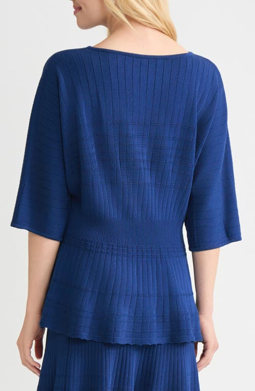 Misook Dolman Sleeve Rib Sweater In Blue
