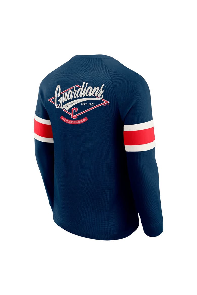 Men's Darius Rucker Collection by Fanatics Navy Cleveland Guardians Waffle-Knit Raglan Long Sleeve Henley T-Shirt, Alternate, color, Navy