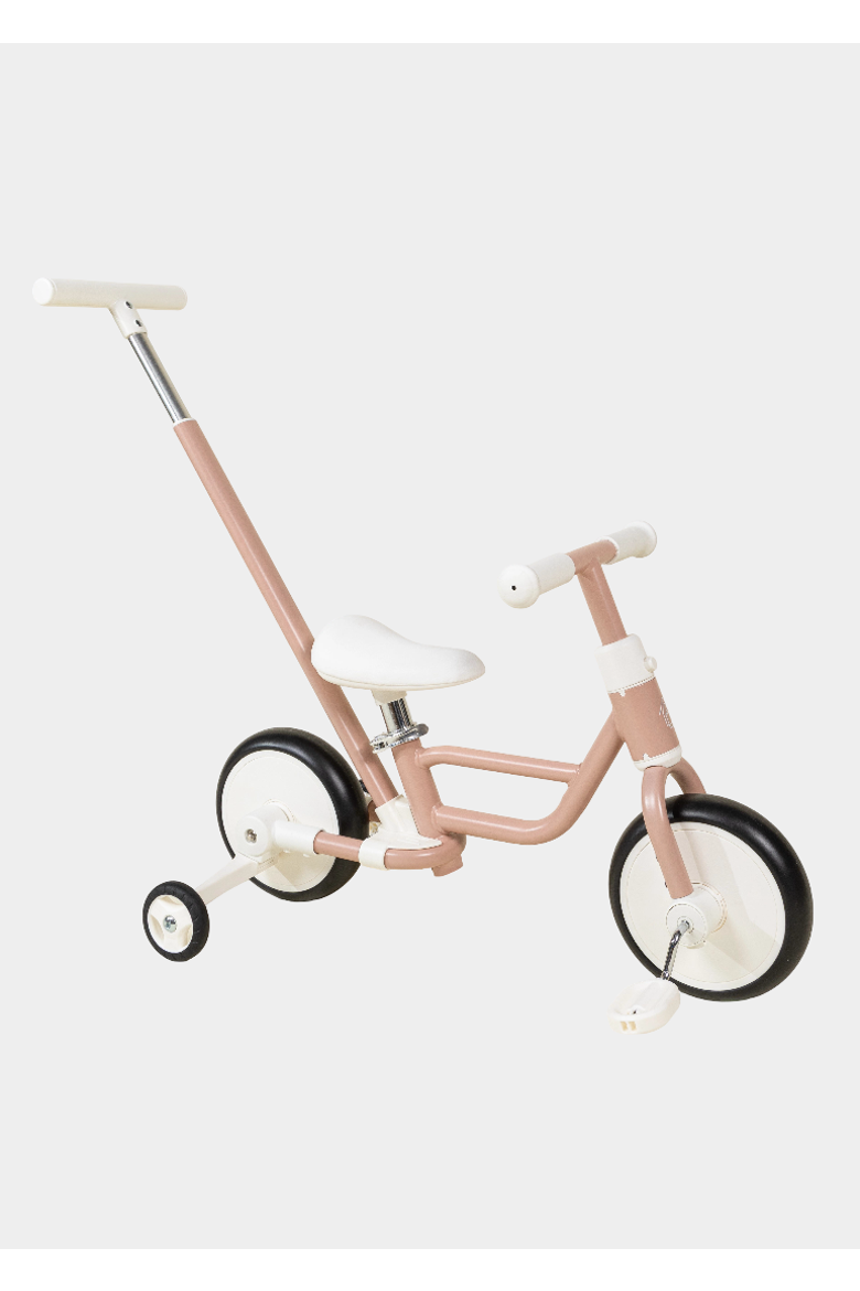 Tricycle with Push Handle & Training Wheels, Main, color, Petunia