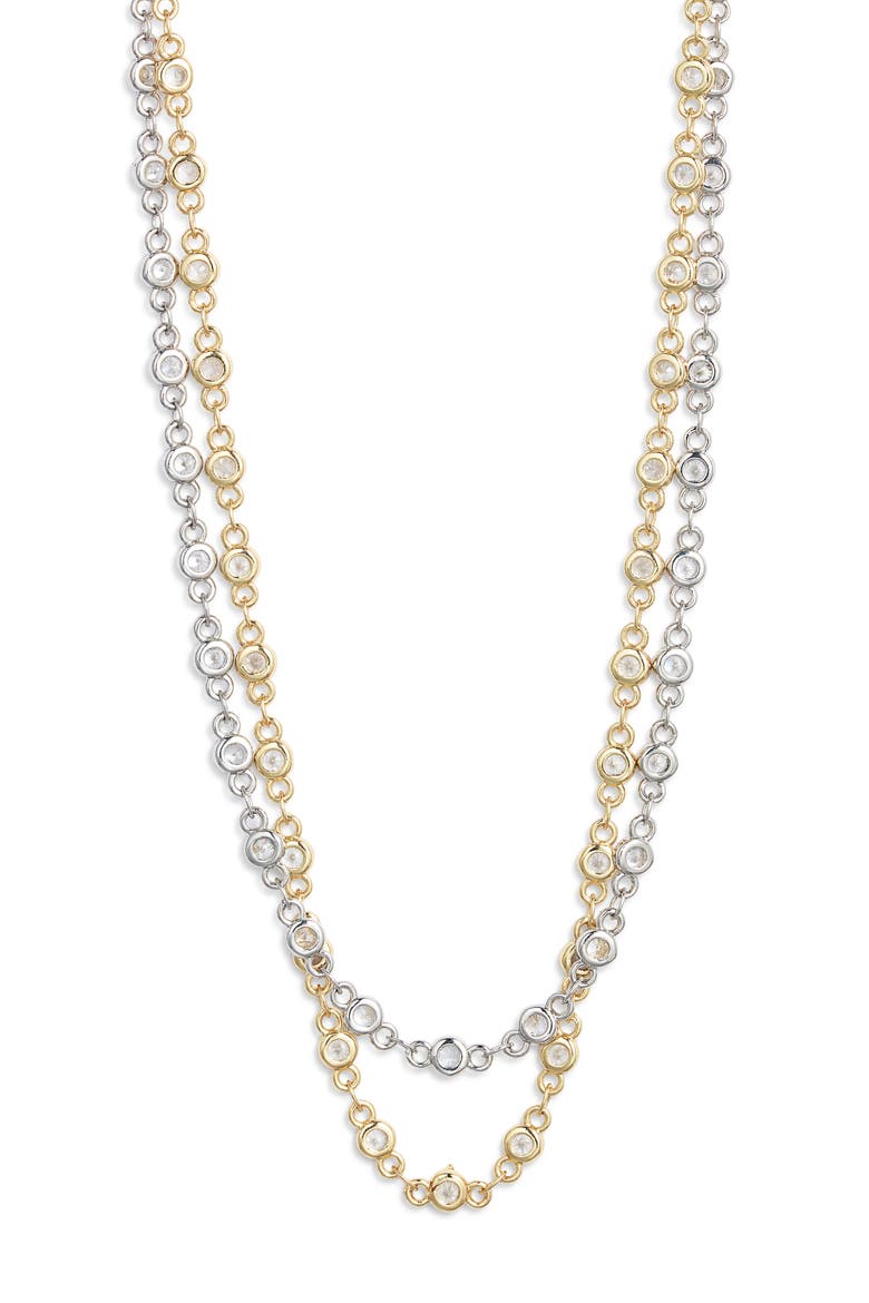 Duotone Layered Choker Necklace, Alternate, color, GOLD/ SILVER