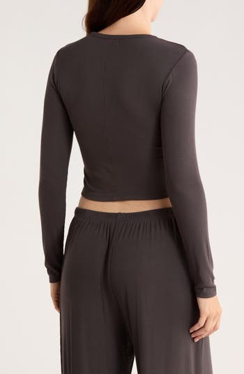 Malibu Collection<sup>®</sup> Ultra Soft Rib Long Sleeve Crop Top