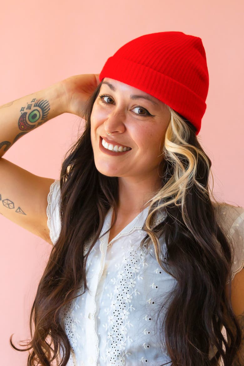 Billie Knit Beanie, Alternate, color, Cherry