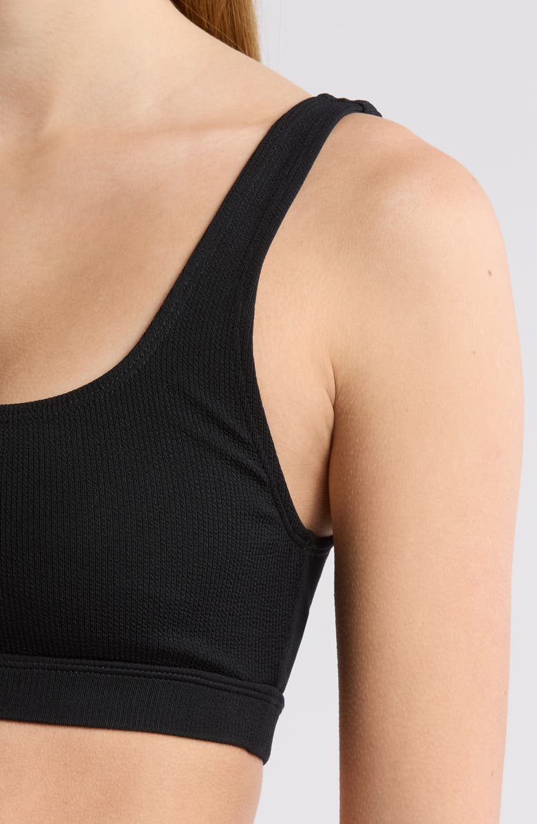 Topshop Crop Rib Bikini Top, Alternate, color, Black