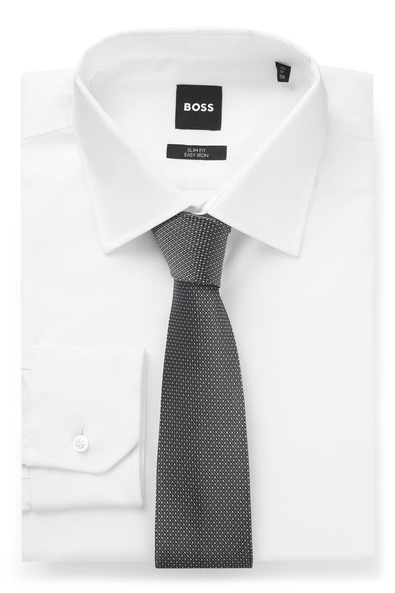 Neat Silk Tie, Alternate, color, DK GY