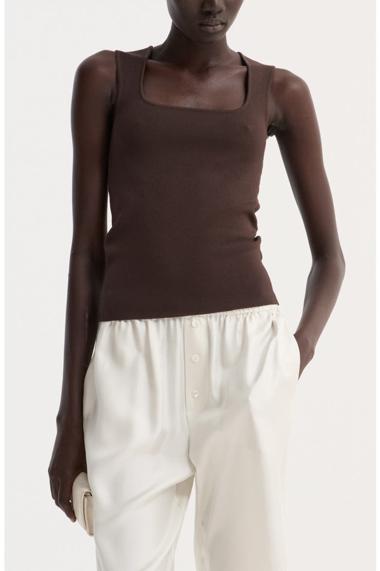 Bustier Shaped Sweater Tank, Main, color, DARK CHOCOLATE