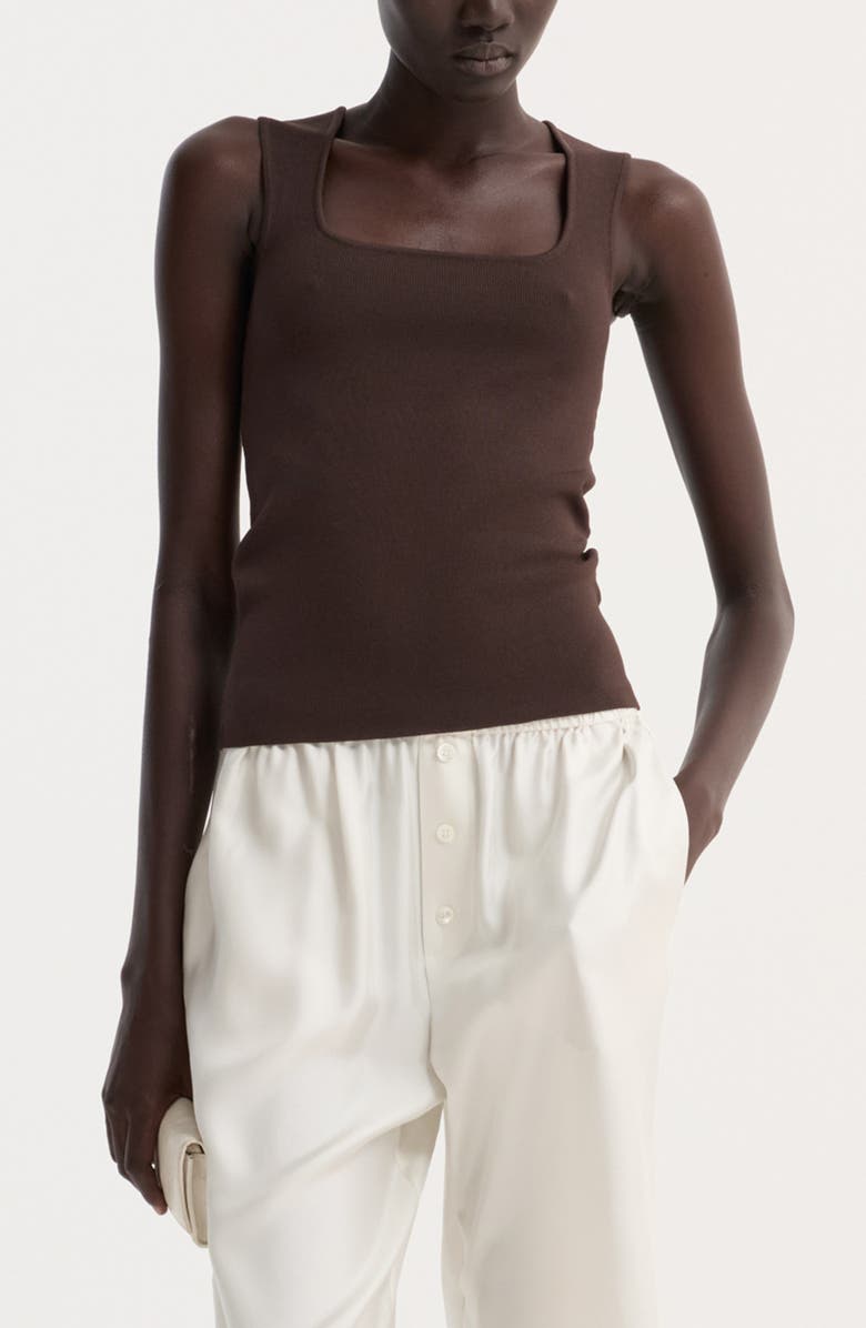 Róhe Bustier Shaped Sweater Tank, Main, color, Dark Chocolate