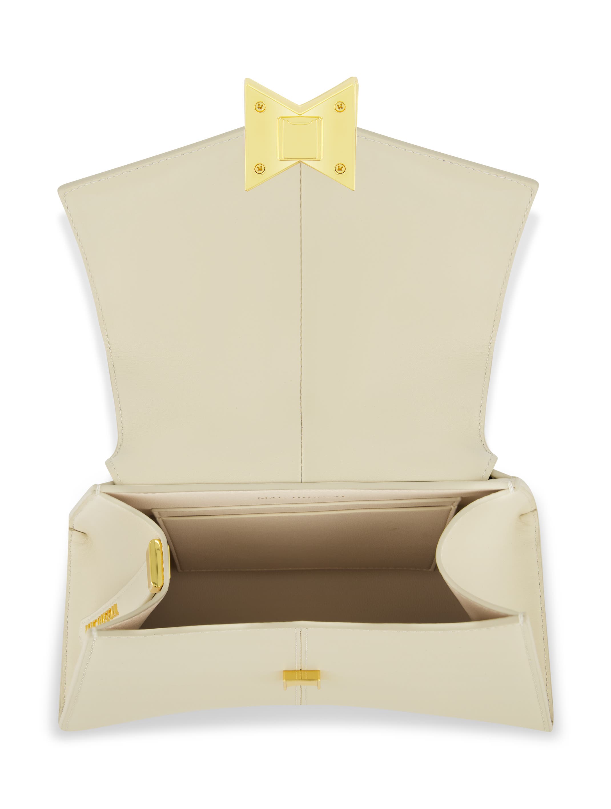 Gold Plated Hardware Angular Leather Handbag, Alternate, color, Ecru