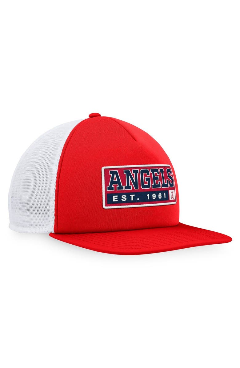 MAJESTIC Men's Majestic Red/White Los Angeles Angels Foam Trucker Snapback Hat, Alternate, color, Red