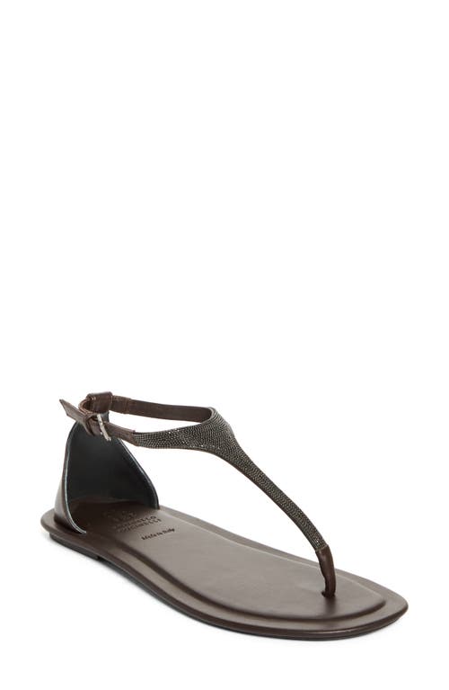 Brunello Cucinelli Monili T-strap Sandal In C8279 Testa Moro
