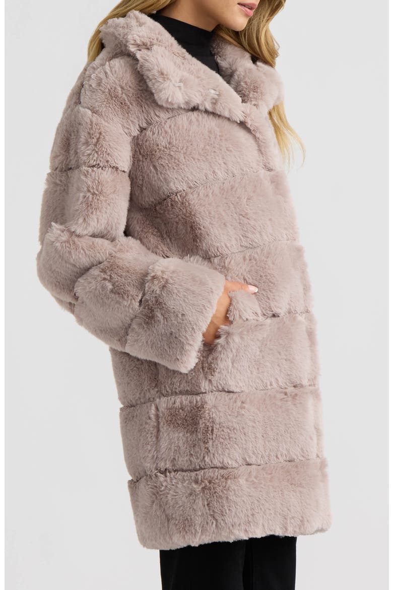 Wide Stripe Faux Fur Coat, Alternate, color, ASH GRAY