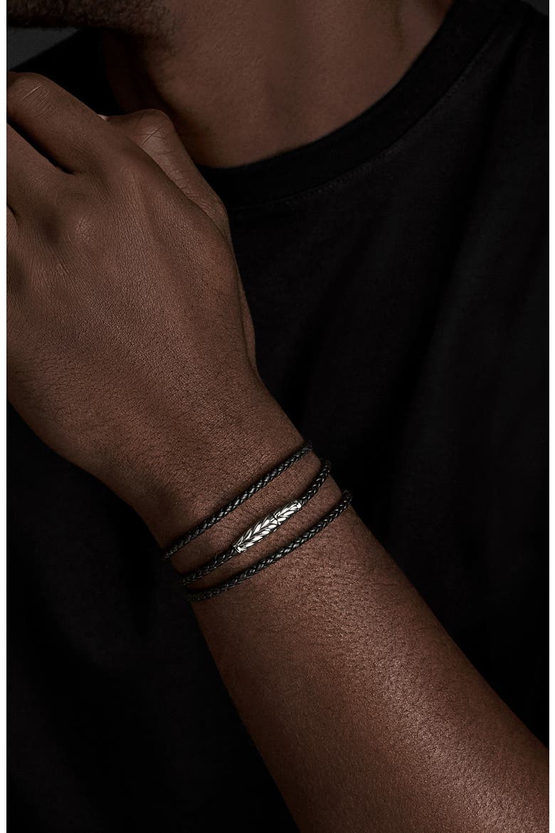 Men's Chevron Triple Wrap Bracelet, Alternate, color, BLACK LEATHER