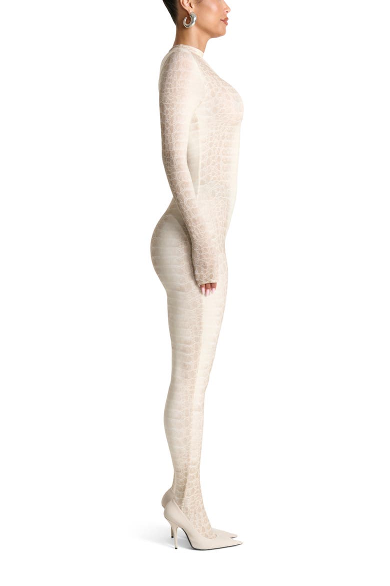 Animal Print Closed Toe Jumpsuit, Alternate, color, BONE CROC