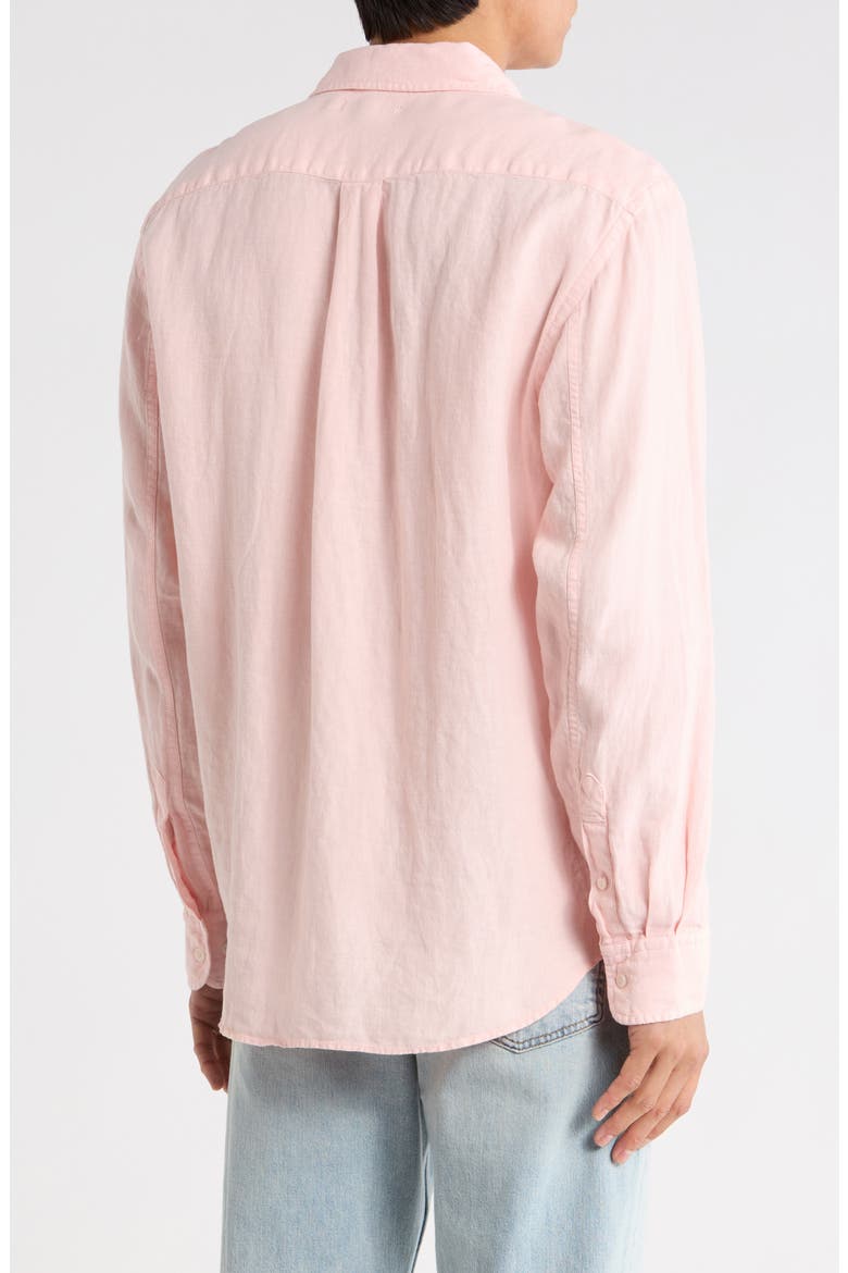 Linen & Organic Cotton Button-Up Shirt, Alternate, color, SOLID PINK