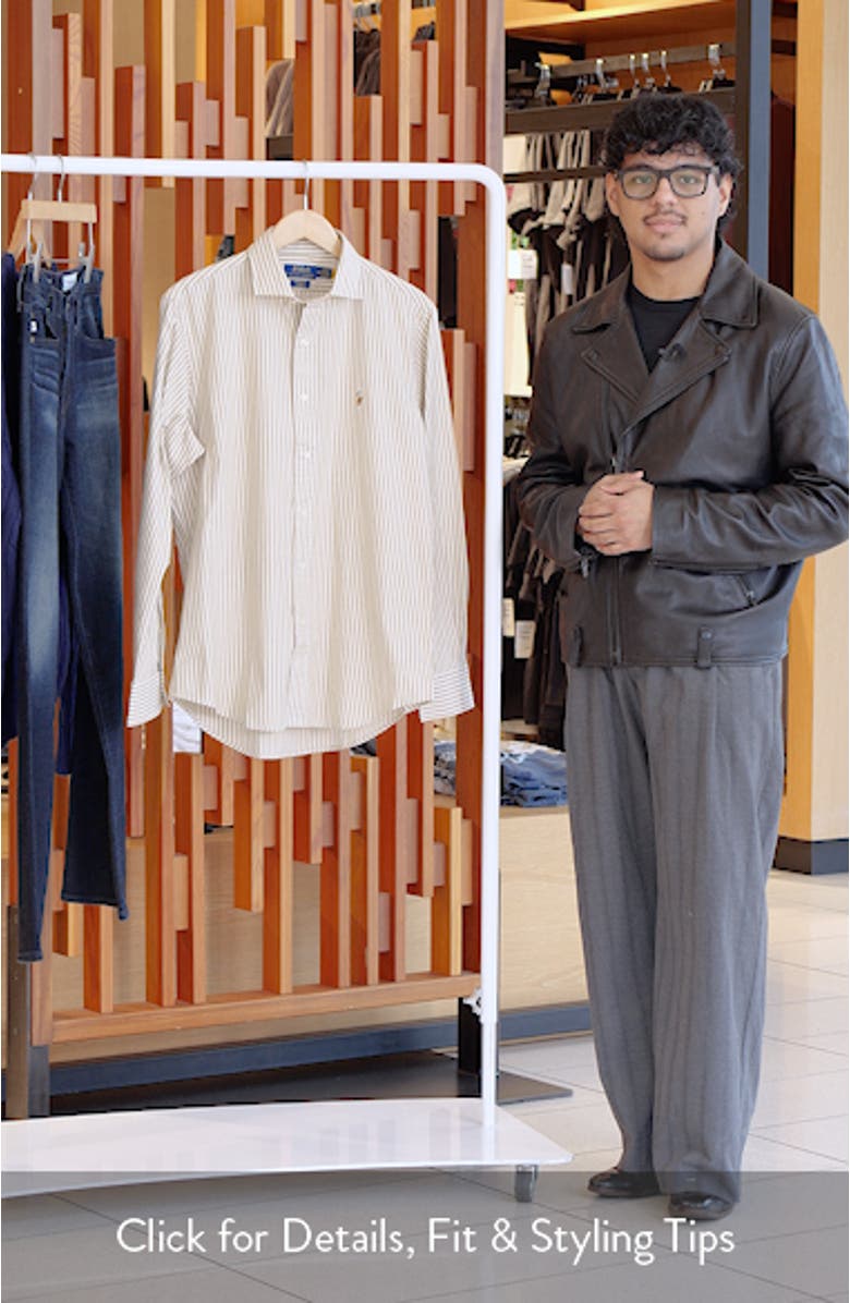 Classic Fit Stripe Cotton Button-Up Oxford Shirt, sales video thumbnail