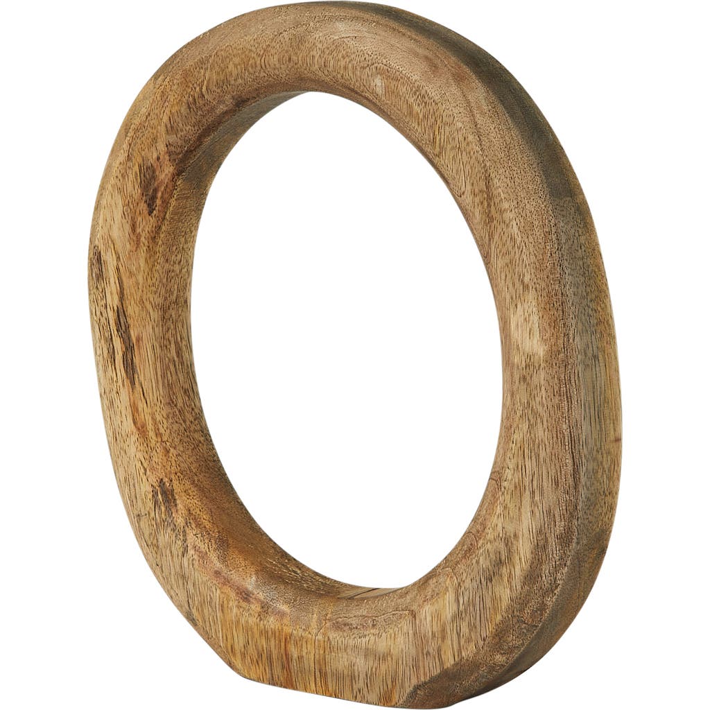 Storied Home Modern Decorative Carved Wood Standing Circle In Brown