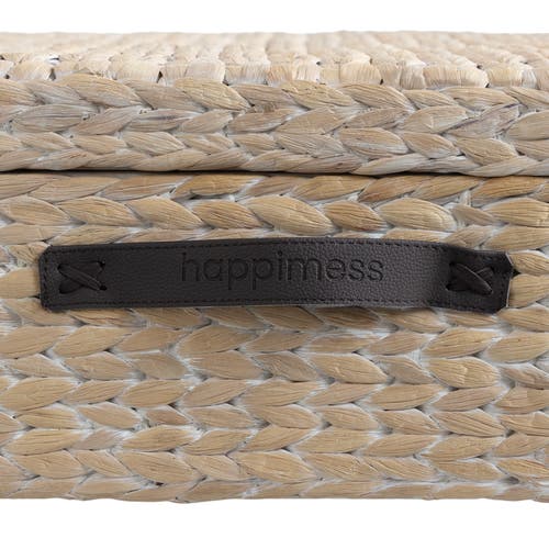 Happimess Chett Minimalist Hand-woven Hyacinth/wood Underbed Storage Bin With Wheels And Handles In White