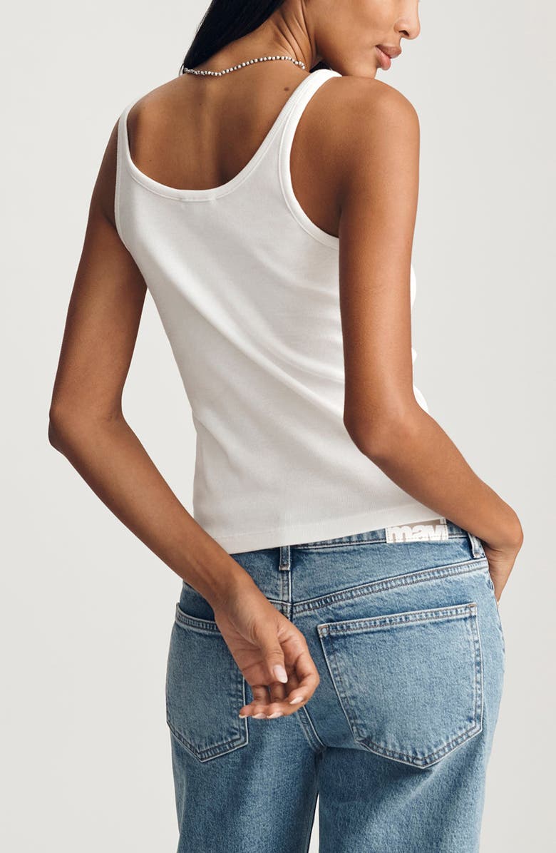 Mavi Jeans Scoop Neck Stretch Cotton Rib Tank, Alternate, color, White