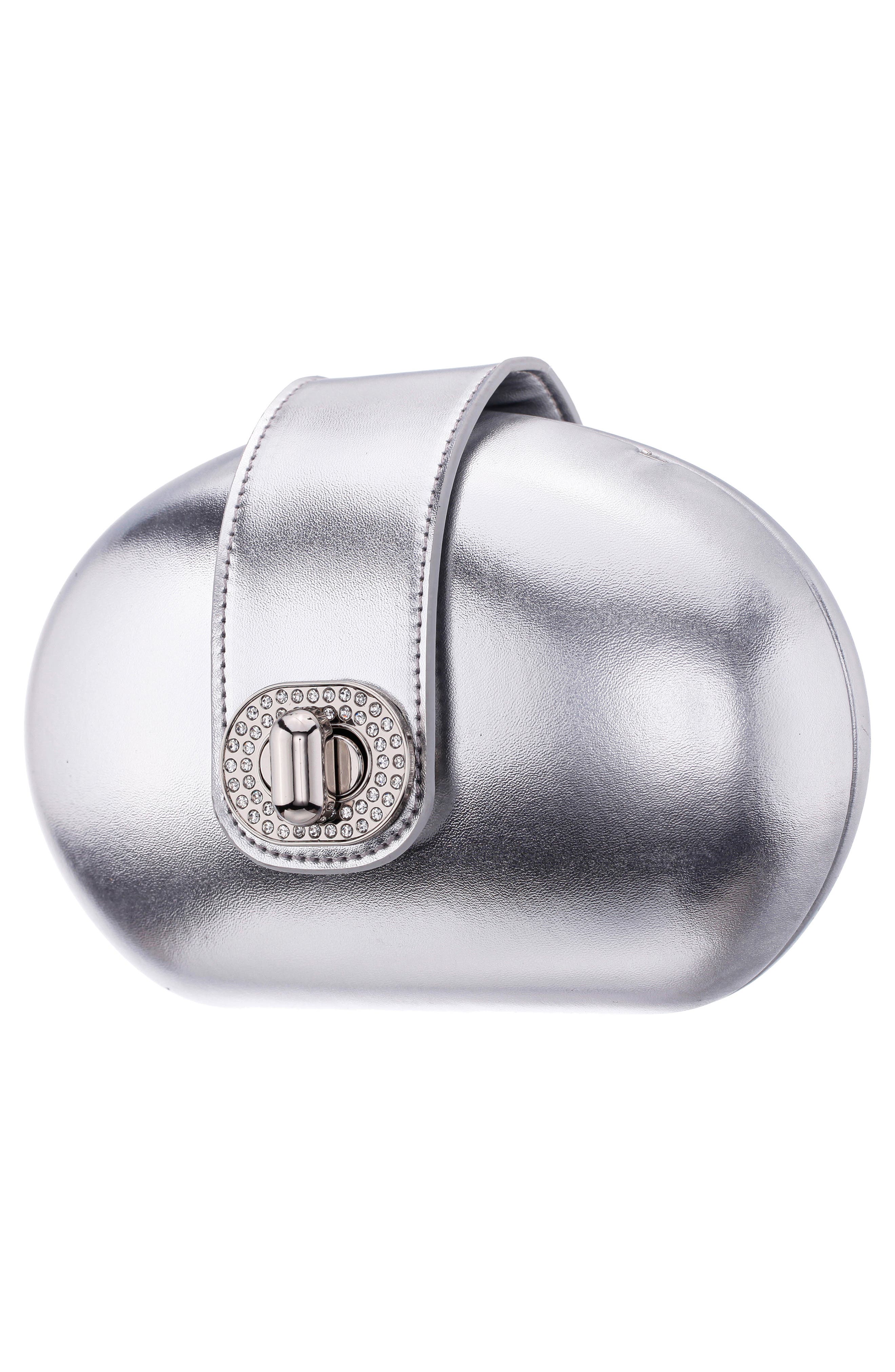 Nina Agatha Frame Clutch, Alternate, color, Silver