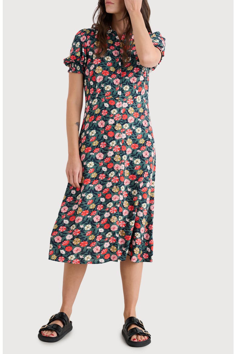 Bridget Print A-Line Shirtdress, Main, color, WINDING PETUNIAS GROVE